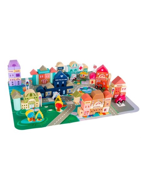 Medinės kaladėlės 115 vnt - miestas 23519