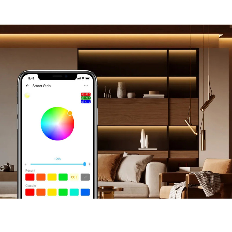LED juostelė išmani vandeniui atspari RGB nuotolinio valdymo pultelis WiFi maitinimo šaltinis 5m