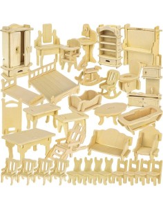 Medinių baldų lėlėms rinkinys, 34 vnt. 23542