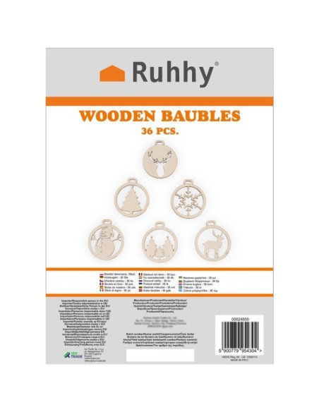 Mediniai baubliai - 36 vnt. Ruhhy 24855