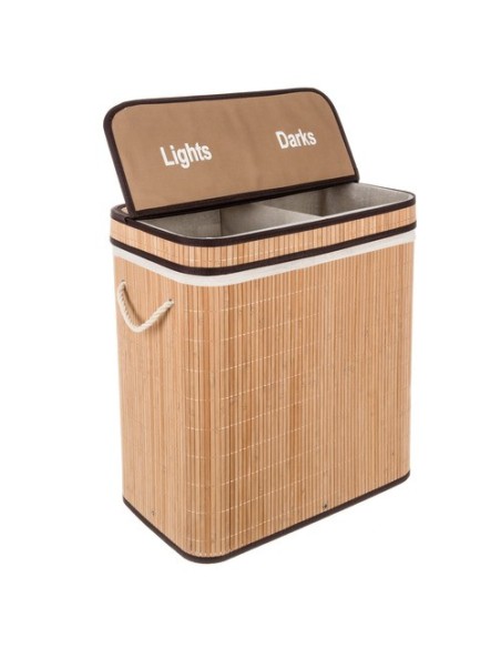 Bambuko skalbinių krepšelis – dviejų kamerų Ruhhy 24269