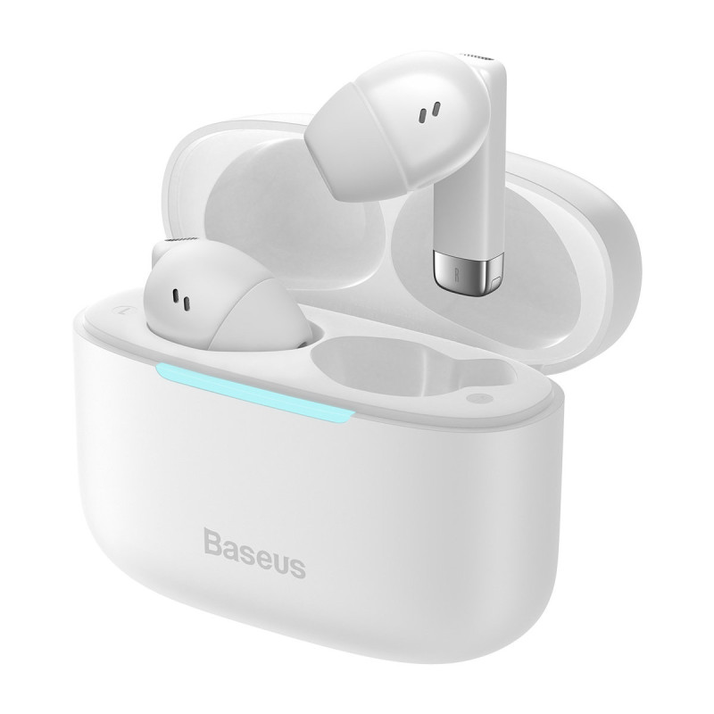 Į ausis įdedamos belaidės ausinės TWS Bluetooth 5.3 baltos