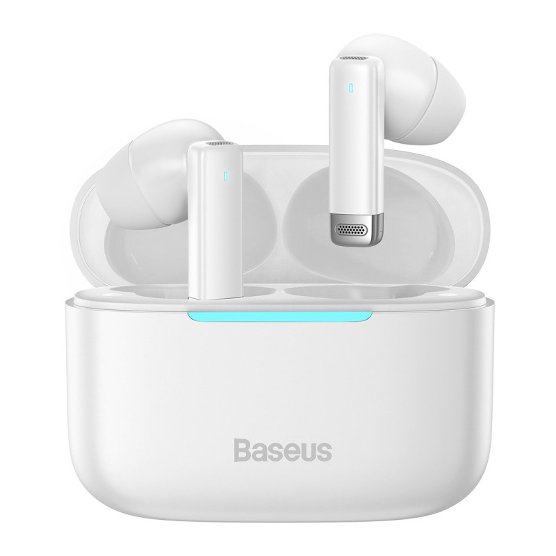 Į ausis įdedamos belaidės ausinės TWS Bluetooth 5.3 baltos