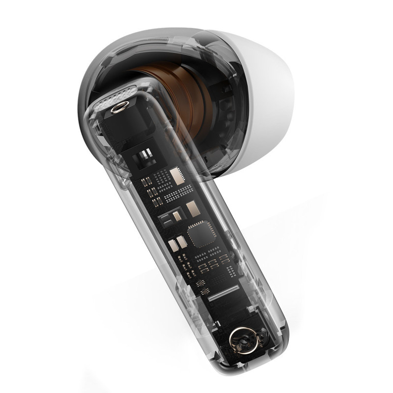 Į ausis įdedamos belaidės ausinės TWS Bluetooth 5.3 baltos