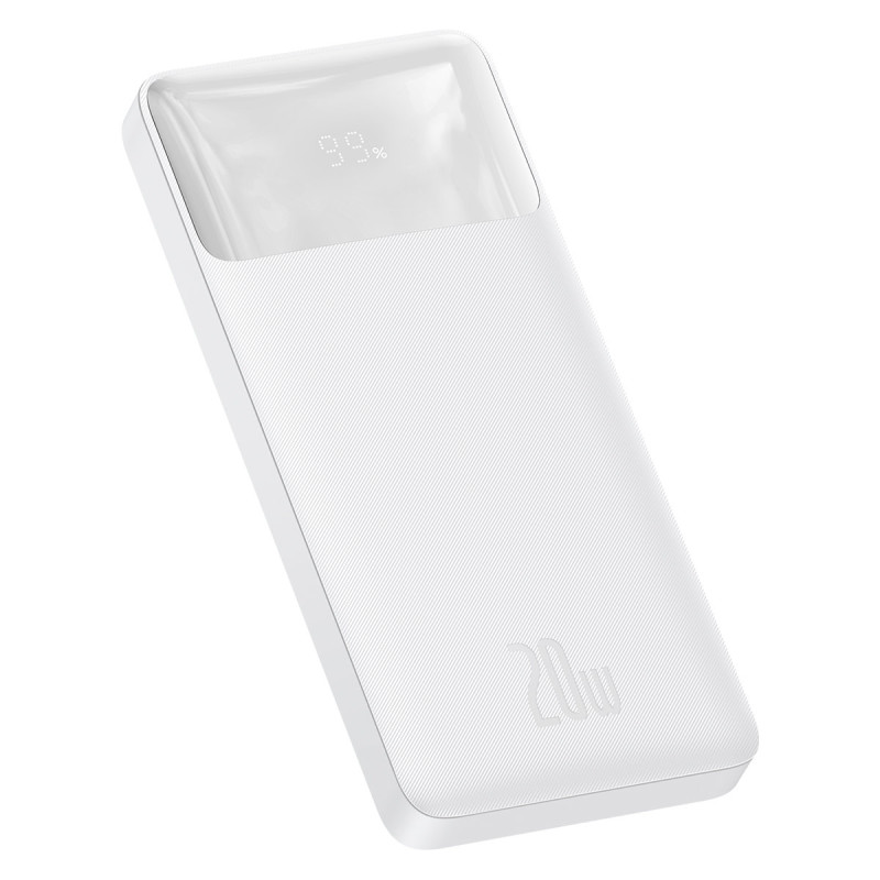 Bipow maitinimo blokas su greito įkrovimo 10000 mAh USB-A microUSB laidu 0,25 m baltas