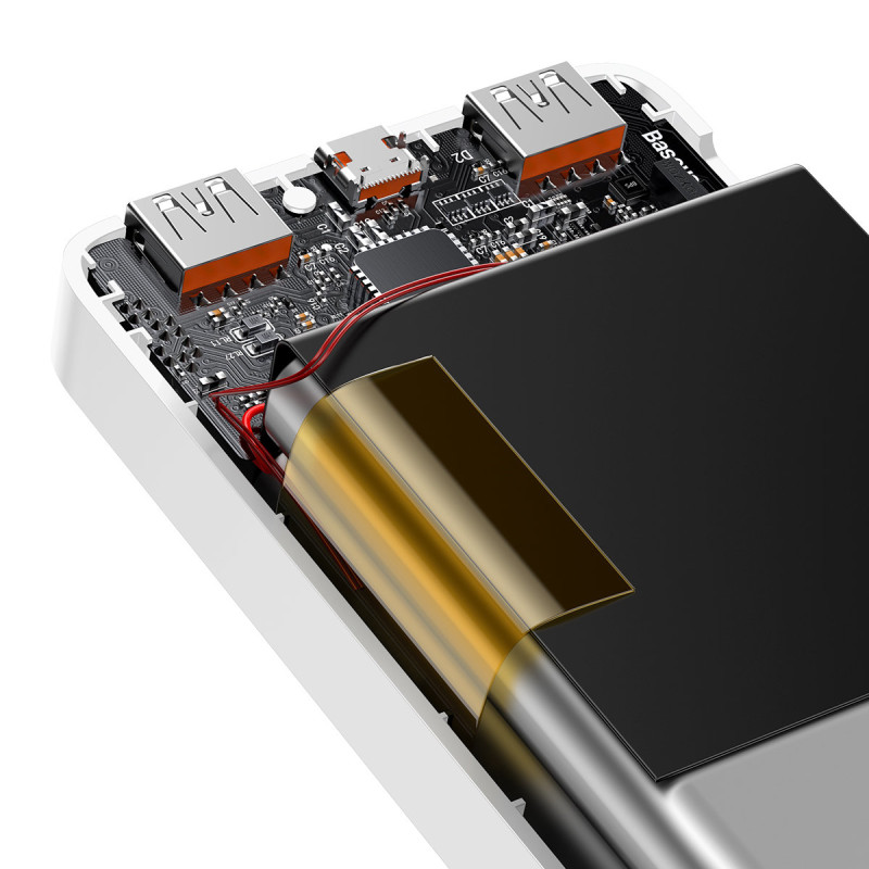 Bipow maitinimo blokas su greito įkrovimo 10000 mAh USB-A microUSB laidu 0,25 m baltas