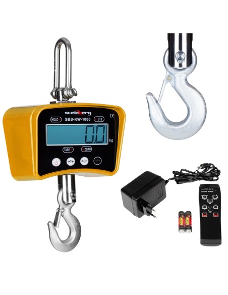 Pakabinamos svarstyklės su nuotolinio valdymo pultu iki 1 tonos 1T LCD geltonas Pakabinamos svarstyklės su nuotolinio valdymo pultu iki 1 tonos 1T LCD geltonas