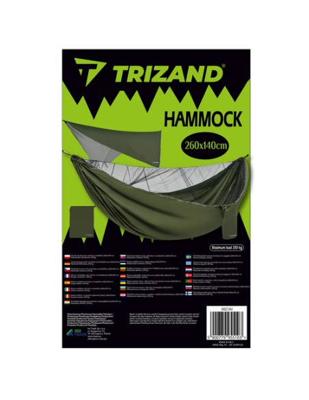 Turistinis hamakas su brezentu ir tinkleliu nuo uodų 260x140 cm