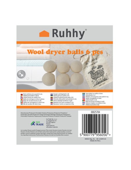 Vilnos džiovyklės kamuoliukai 6 vnt. Ruhhy 25704