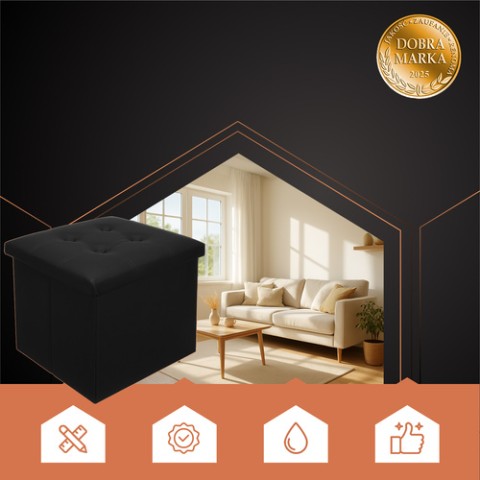 Sulankstomas pufas, juodas, Ruhhy 25779