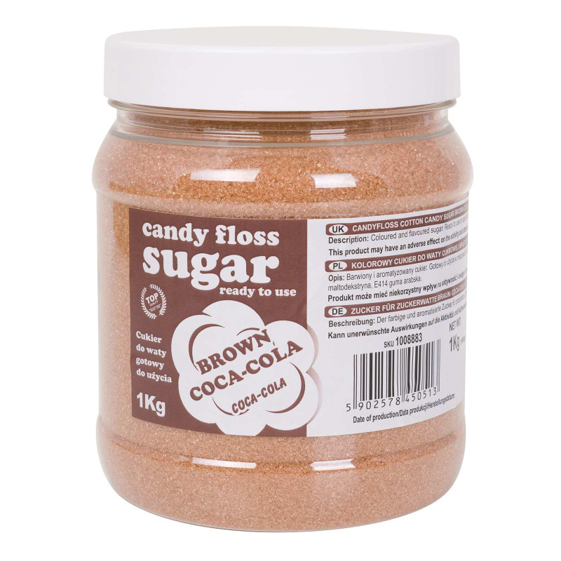 Spalvotas cukrus cukraus vatai rudos kokakolos skonio 1kg Spalvotas cukrus cukraus vatai rudos kokakolos skonio 1kg