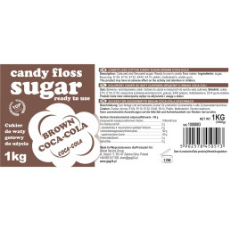 Spalvotas cukrus cukraus vatai rudos kokakolos skonio 1kg