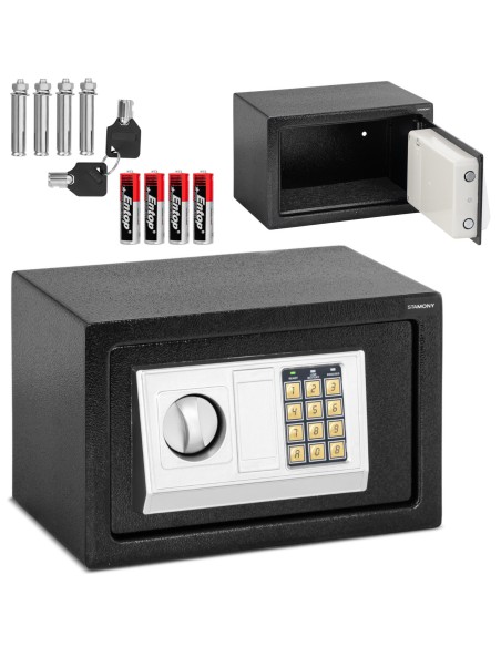 Namų elektroninis seifas kodui ir raktui 31x20x20 cm Namų elektroninis seifas kodui ir raktui 31x20x20 cm