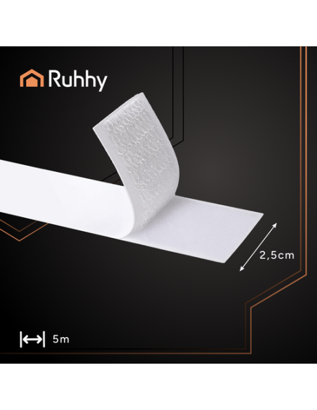 Lipnus lipdukas, baltas, 5 m x 2,5 cm, Ruhhy 25999