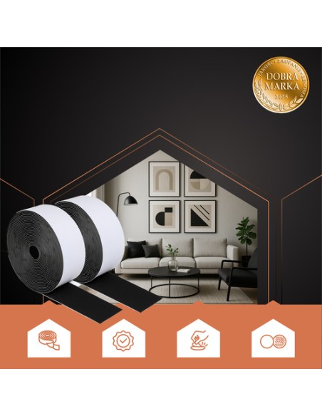 Lipnus lipdukas, juodas, 5 m x 2,5 cm, Ruhhy 24237