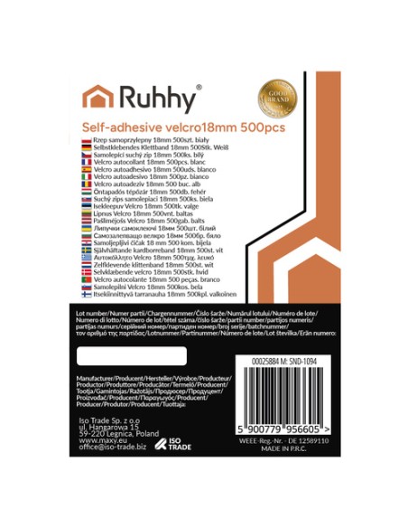 Lipnus lipdukas 18 mm, 500 vnt., baltos spalvos, Ruhhy 25884