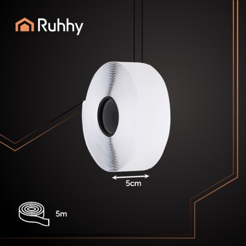 Lipni lipni juosta „Velcro“, 5 m x 5 cm, balta, Ruhhy 25807