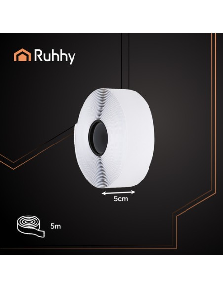 Lipni lipni juosta „Velcro“, 5 m x 5 cm, balta, Ruhhy 25807