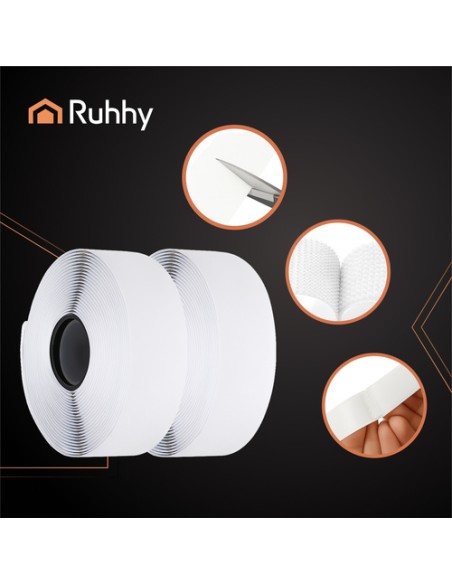 Lipni lipni juosta „Velcro“, 5 m x 5 cm, balta, Ruhhy 25807