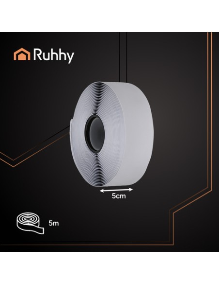 Lipni lipni juosta „Velcro“, 5 m x 5 cm, juoda, Ruhhy 25806