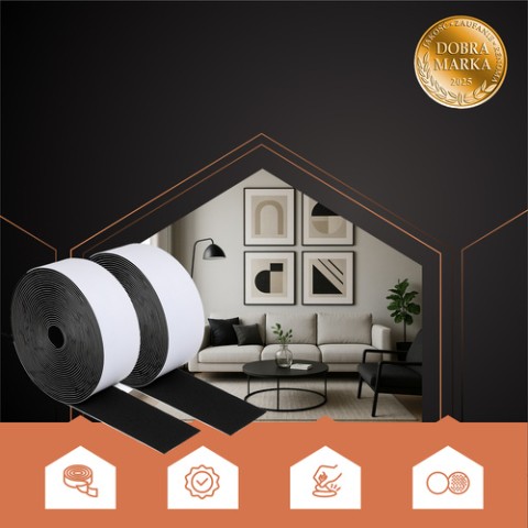 Lipni lipni juosta „Velcro“, 5 m x 5 cm, juoda, Ruhhy 25806