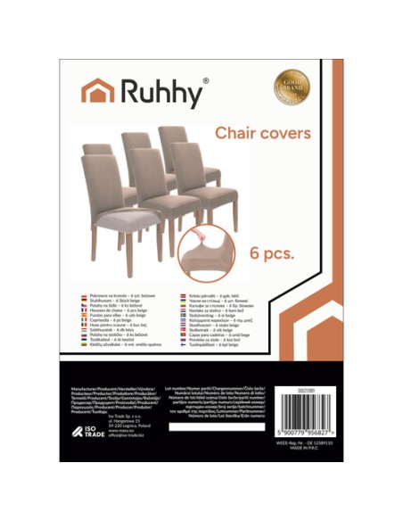 Kėdžių užvalkalai - 6 vnt. smėlio spalvos Ruhhy 25989