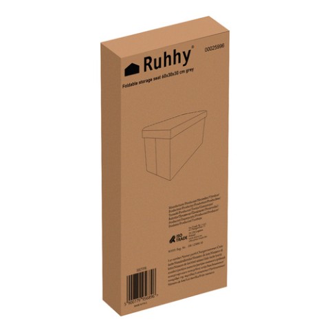 Pilkas audinio pufas 60x30x30 cm Ruhhy 25996