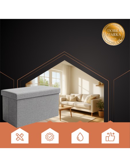 Pilkas audinio pufas 60x30x30 cm Ruhhy 25996