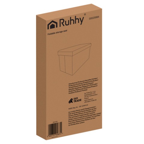 Pilkas aksominis pufas 60x30x30 cm Ruhhy 25994