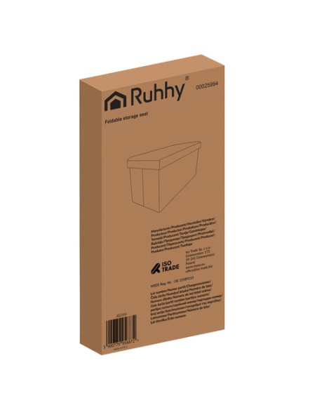 Pilkas aksominis pufas 60x30x30 cm Ruhhy 25994