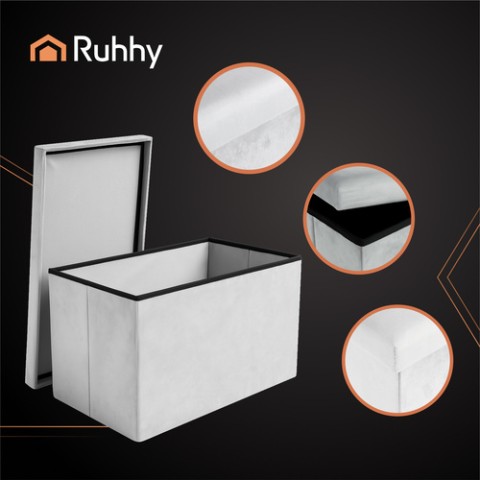 Pilkas aksominis pufas 60x30x30 cm Ruhhy 25994