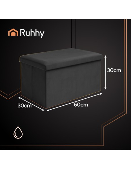 Juodas aksominis pufas 60x30x30 cm Ruhhy 25995