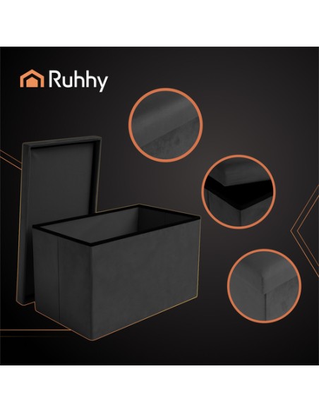 Juodas aksominis pufas 60x30x30 cm Ruhhy 25995