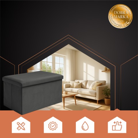 Juodas aksominis pufas 60x30x30 cm Ruhhy 25995