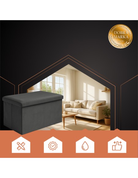 Juodas aksominis pufas 60x30x30 cm Ruhhy 25995