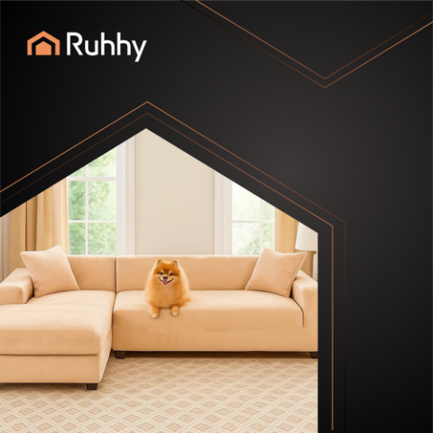 Ruhhy 26184 smėlio spalvos sofos užvalkalas 190-230cm