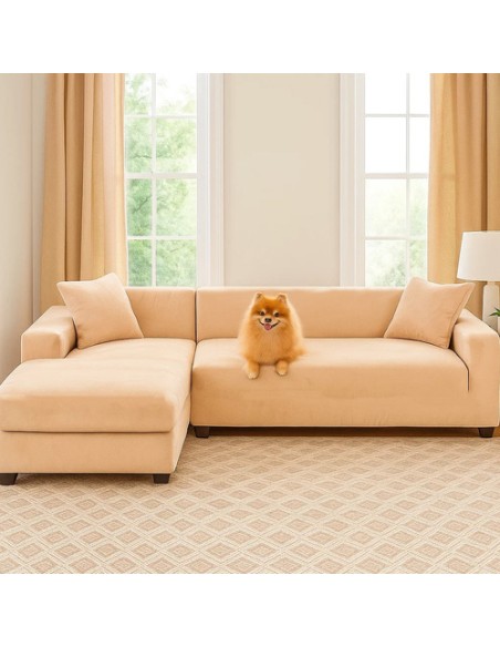 Ruhhy 26184 smėlio spalvos sofos užvalkalas 190-230cm