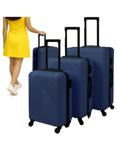 3 viename lagaminų rinkinys – tamsiai mėlynas Trizand 26664