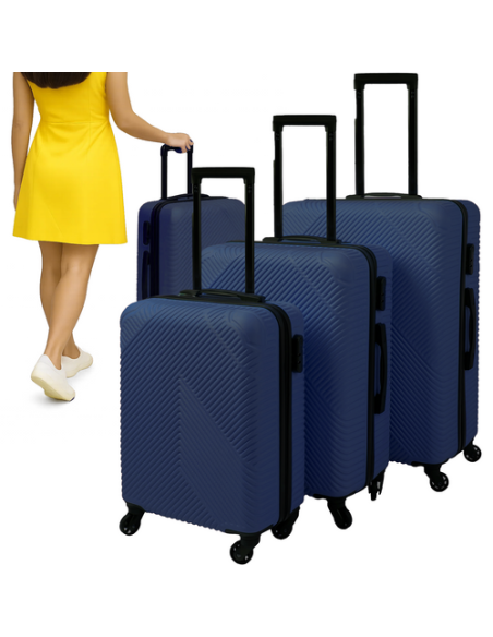 3 viename lagaminų rinkinys – tamsiai mėlynas Trizand 26664