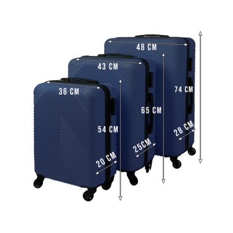 3 viename lagaminų rinkinys – tamsiai mėlynas Trizand 26664