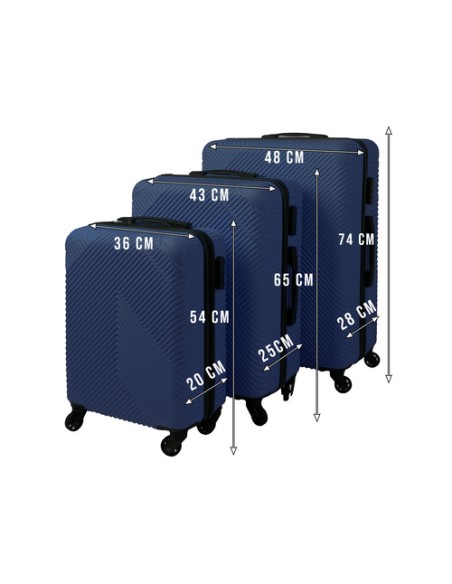 3 viename lagaminų rinkinys – tamsiai mėlynas Trizand 26664