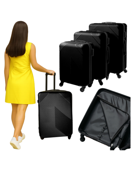 3 viename lagaminų rinkinys – juodas Trizand 26661