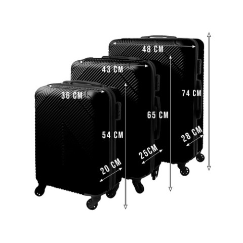 3 viename lagaminų rinkinys – juodas Trizand 26661