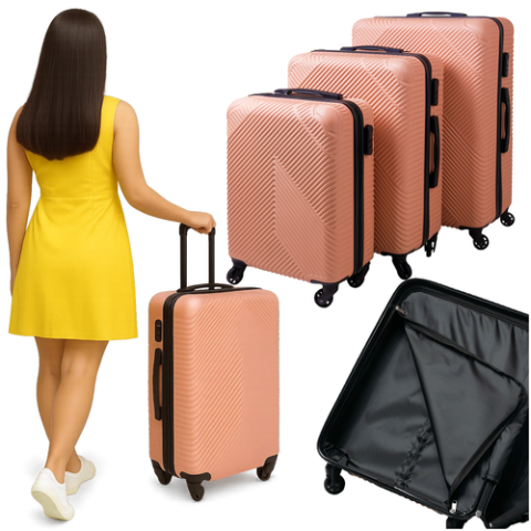 3 viename lagaminų rinkinys – rožinis Trizand 26663