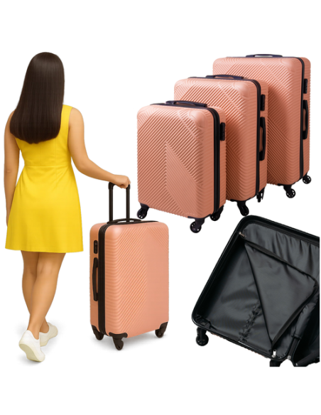 3 viename lagaminų rinkinys – rožinis Trizand 26663