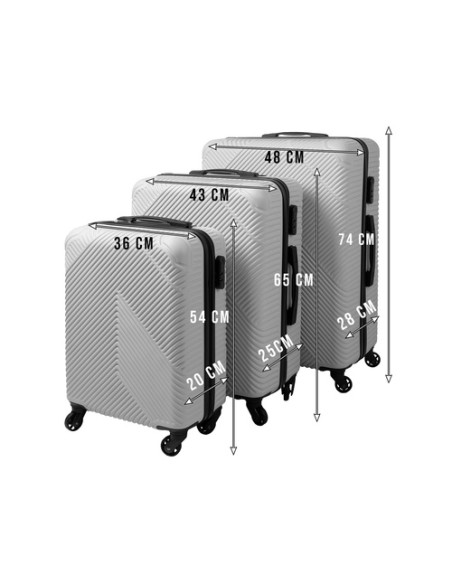 3 viename lagaminų rinkinys – pilkas Trizand 26662