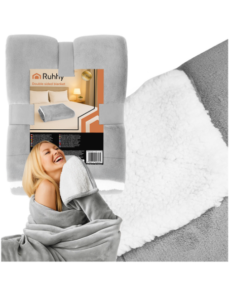 Dvipusis pledas 150x200cm šviesiai pilkas Ruhhy 26293