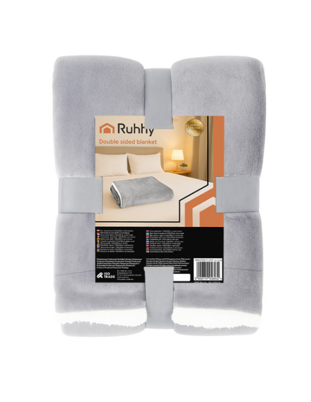 Dvipusis pledas 150x200cm šviesiai pilkas Ruhhy 26293