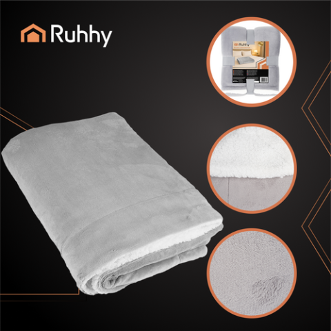 Dvipusis pledas 150x200cm šviesiai pilkas Ruhhy 26293