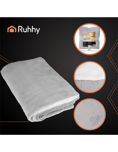 Dvipusis pledas 150x200cm šviesiai pilkas Ruhhy 26293